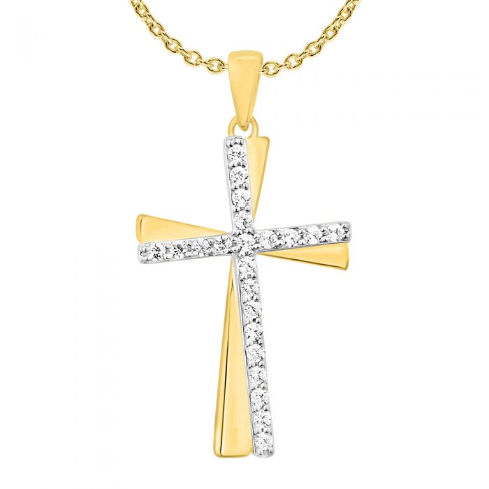 Men's Engravable Geometric Gothic-Style Cross Pendant in 10K White or Yellow  Gold (1 Line) | Zales